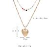 2 Pcs/set Women's Necklace Alloy Love Heart Shape Pendant Metal Color Diamond Clavicle Necklace