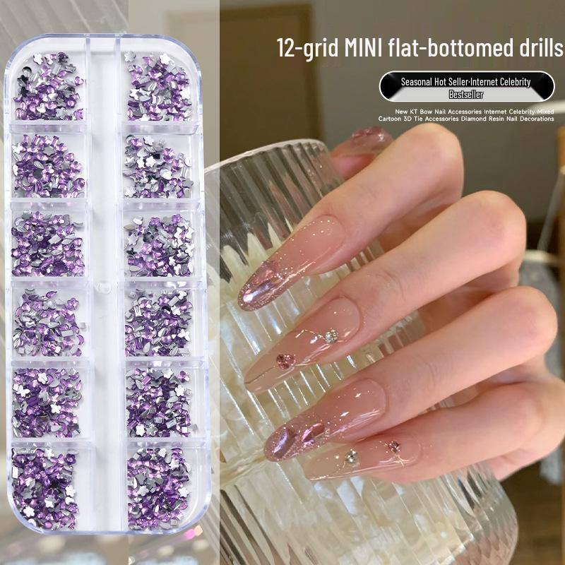 Mini Nail Art Accessories: Mixed Irregular Rhinestones & Pearl White Flat-Backs for Internet Celebrity Press-Ons