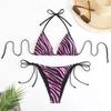 2025 Zebra Stripe Halter Bikini Three-Piece Swimsuit