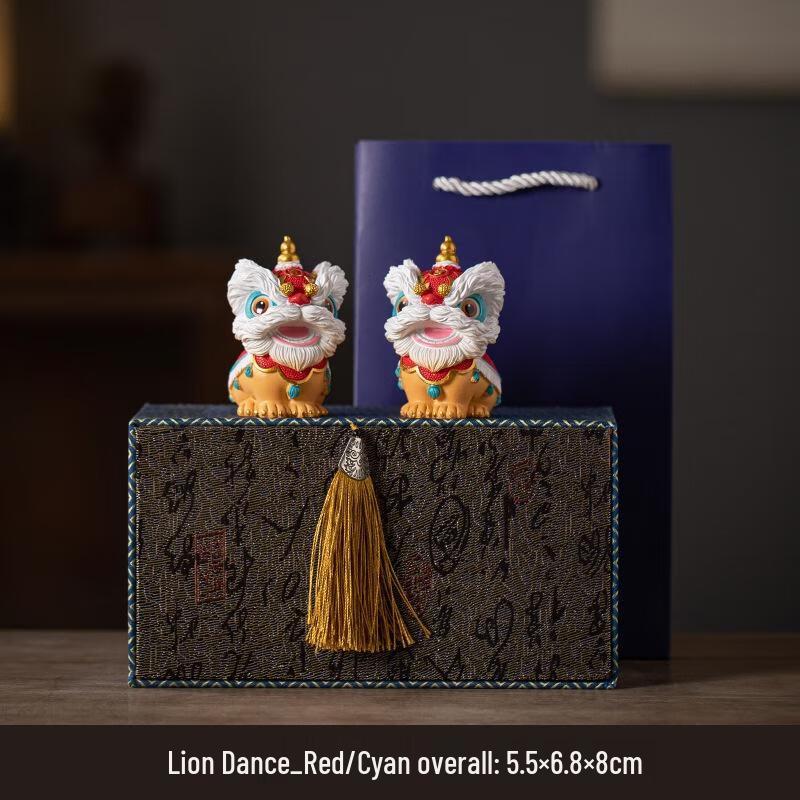 JINGRUIXIANG Lion Dance Prosperity Figurine