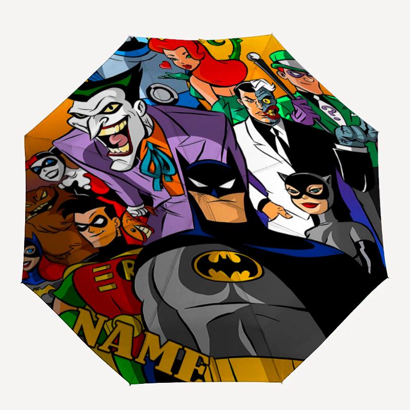 Custom Name Batman Theme Automatic Umbrella, Lightweight & Portable, 8 Rib, Perfect for Outdoor Travel, Birthdays, Christmas, Gifts.