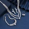 3PC Women's Fashion Zircon Geometric Necklace Earrings Rings Bracelets Zircon Set Wedding Party Festival Gifts-8573