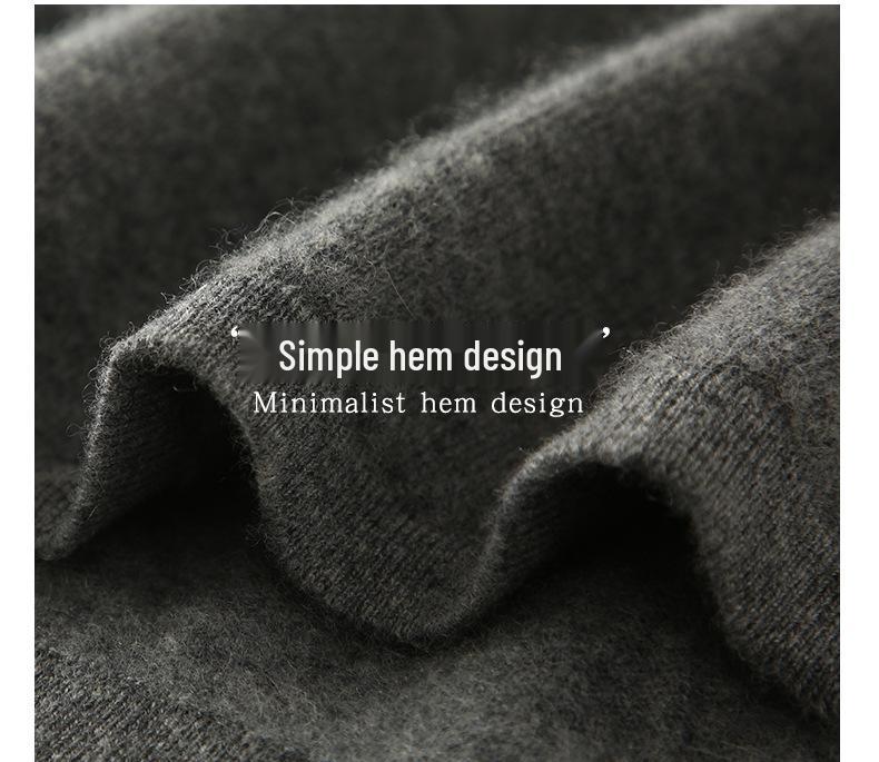 Women's Color Block Round Neck Cashmere Sweater – Loose Knit Pullover for Autumn and Winter, Versatile Fashionable Wool Top