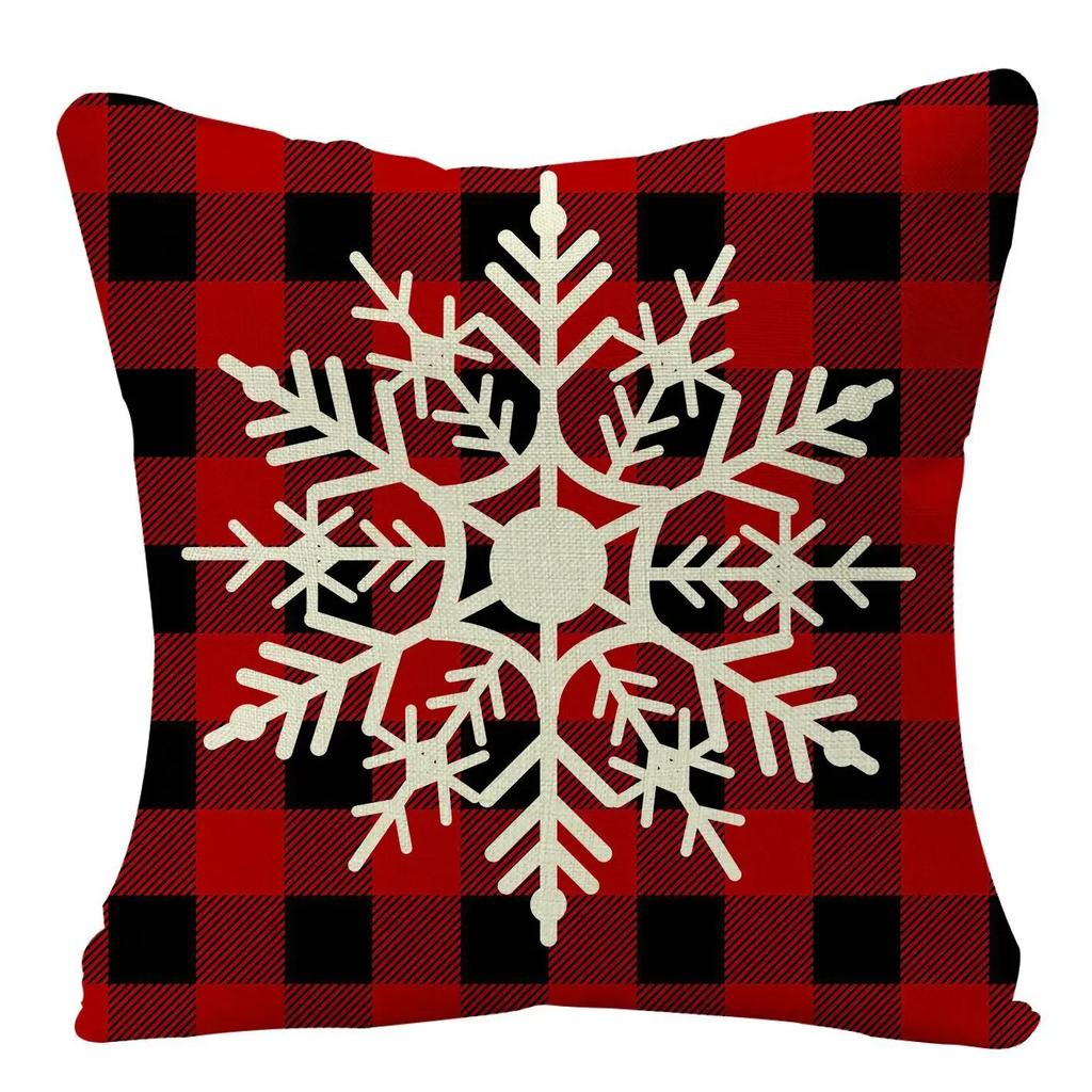 Christmas Cushion Cover Xmas Decorative Farmhouse Buffalo Check Pillowcase Holiday Party Decor Pillow Cover for Living Room Seat