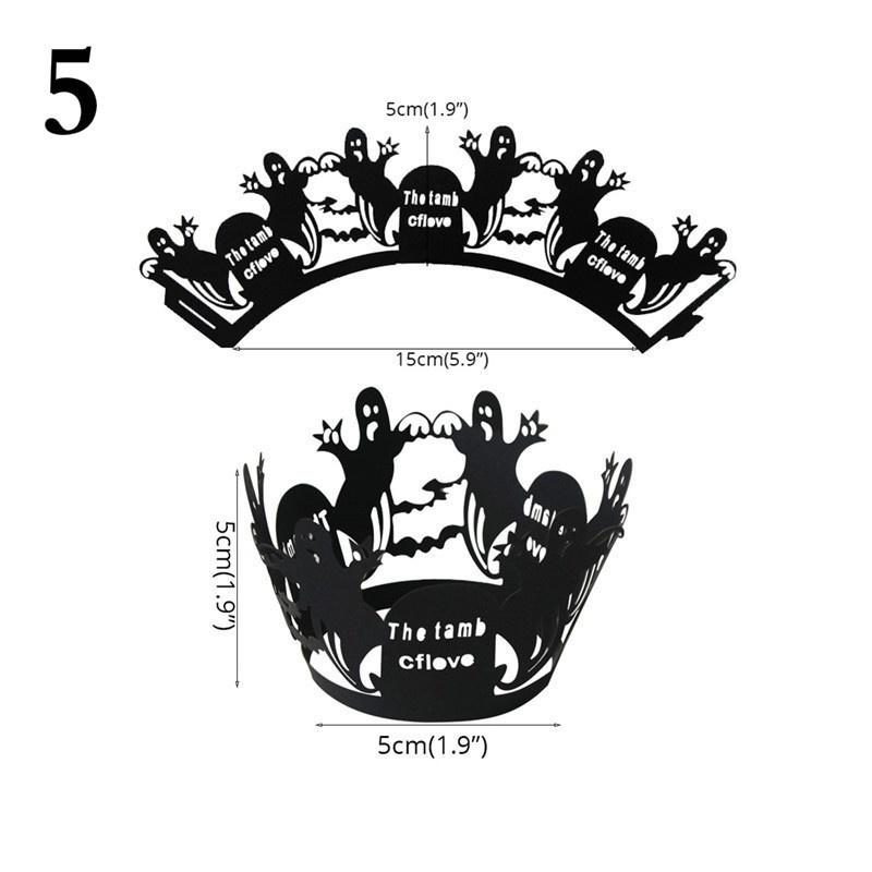 12pcs/set Halloween Hollow Paper Cup Spider Web Pumpkin Horror Castle Cake Wrap
