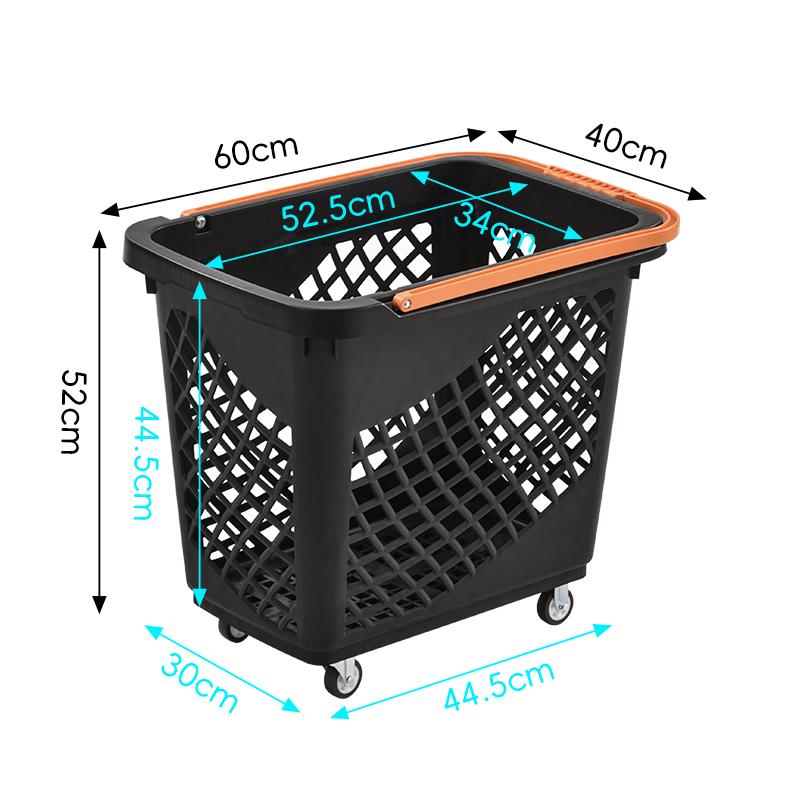 Thickened Plastic Shopping Basket with Wheels Handheld KTV Basket Convenience Store Caddy Vegetable Basket Pull Rod Basket