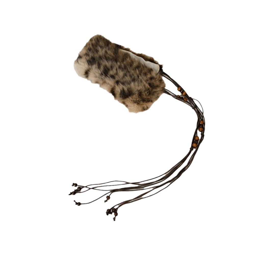 

Wooden Bead Furry Waist Belt Y2K Waist Rope Retro Fur Collar Scarf Jeans Decor леопард друку кольору