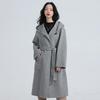 Yiliteng Women's Double-Faced Pure Wool Long Coat with Belt