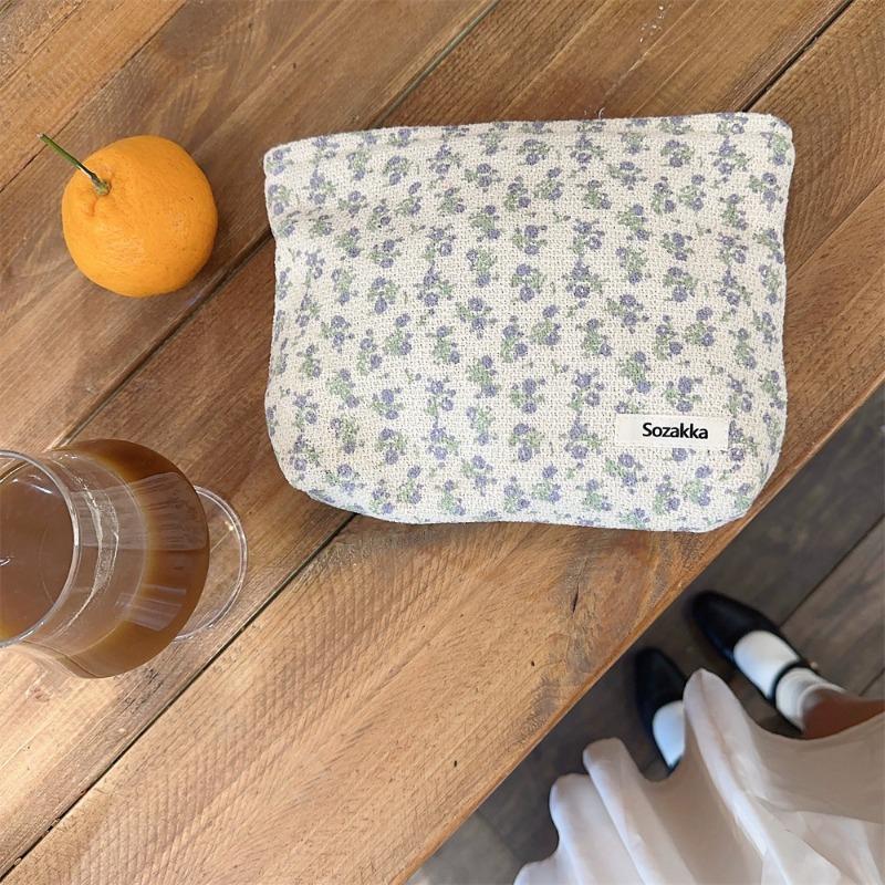 4 Broken Flower Canvas Bag Texture Cotton and Linen Large Capacity Shoulder Handbag Leisure Student Shopping Bag