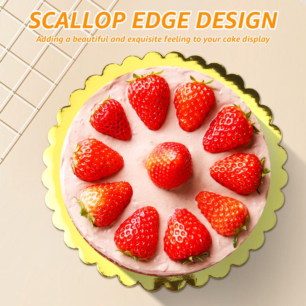 50/100Pcs 10'' Round Cake Base Board Corrugated Paper Circle Dessert Display Base Plate Gold Cake Circle Board for Home Baking