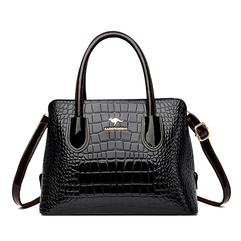 Crossbody Shoulder Bag Patent Leather Shiny Alligator Print Tote