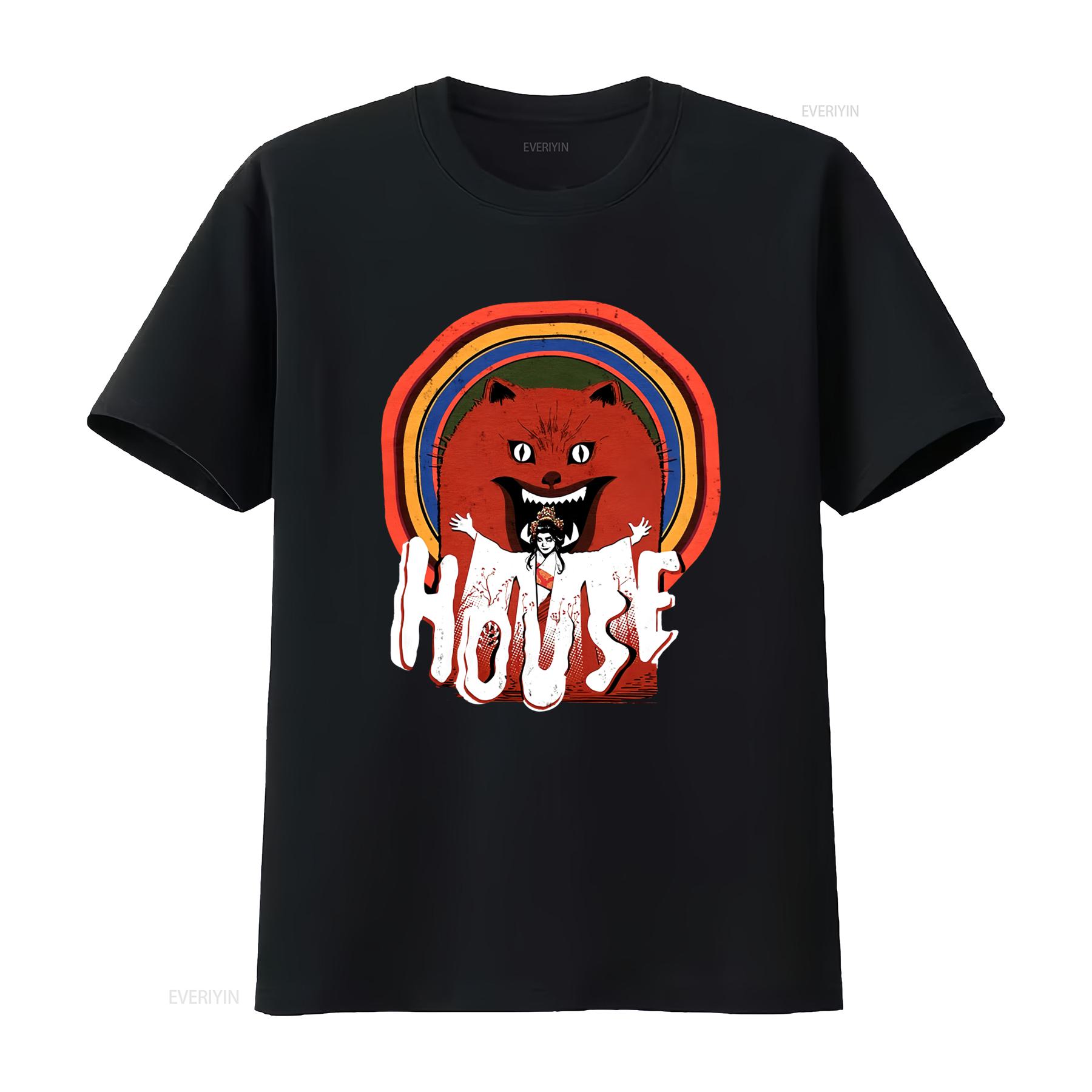 

Hausu House 1977 Exorcism Logo T Shirt Cult Classic Horror Merch vintage Washed Stylish Casual Stretched streetwear 4XL