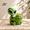 Weather Resistant Flower Containers Funny Alien Planter, Resin Pot, Decorative Plant Unique Yard Art Ornaments Pot for Succulents, Cactus, Sci-fi
