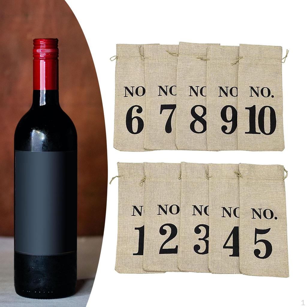 10 Pieces Bottle Bags Gift Tags Natural Burlap for Travel