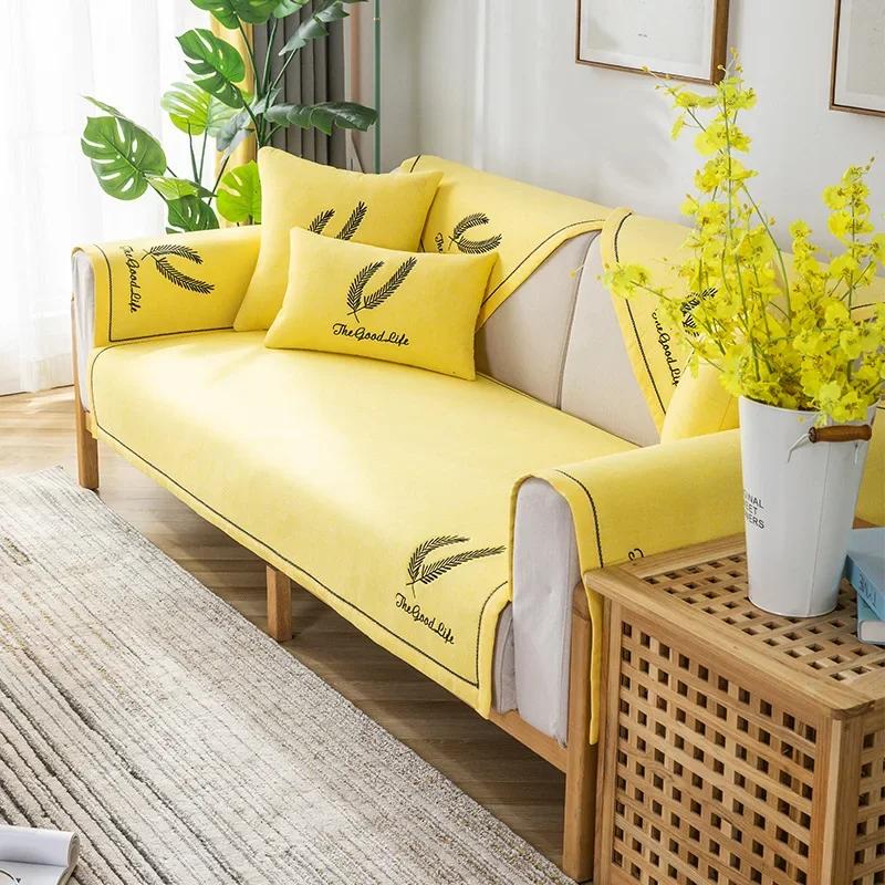 Baumwolle Leinen Sofa Matte Feder Anti-Rutsch Staubdicht Bequemes Sitzkissen Einfache Heim Wohnzimmer Dekoration Rückenlehnenbezug