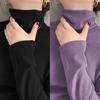 Solid Color Thermal Underwear High Collar Thermal Top Fashion Long-Sleeved T-Shirt  for Women