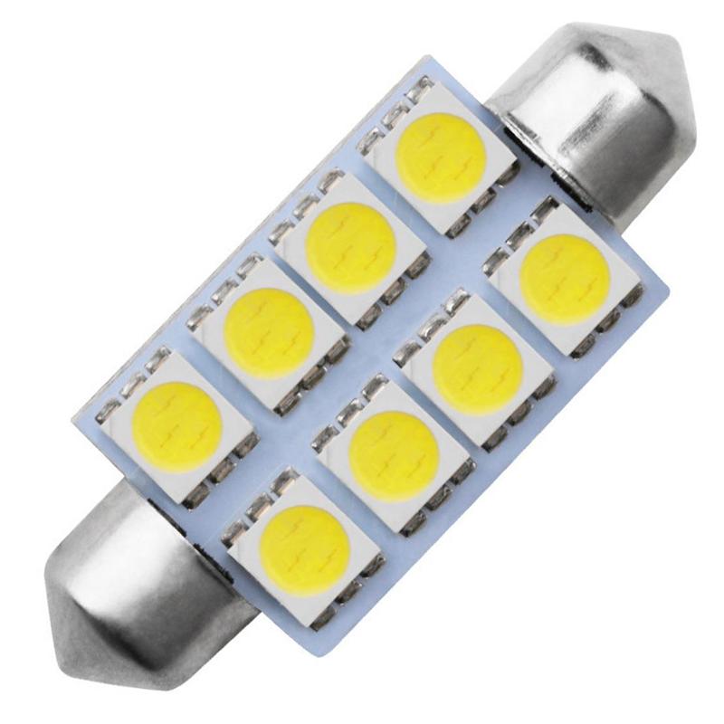 10pcs 41MM 5050 8SMD Festoon White Dome Map Trunk LED Light Lamp Bulbs 212-2 578 569