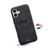 DENIOR For iPhone 17 Case Card Holder Kickstand Leather + PC + TPU Phone Cover