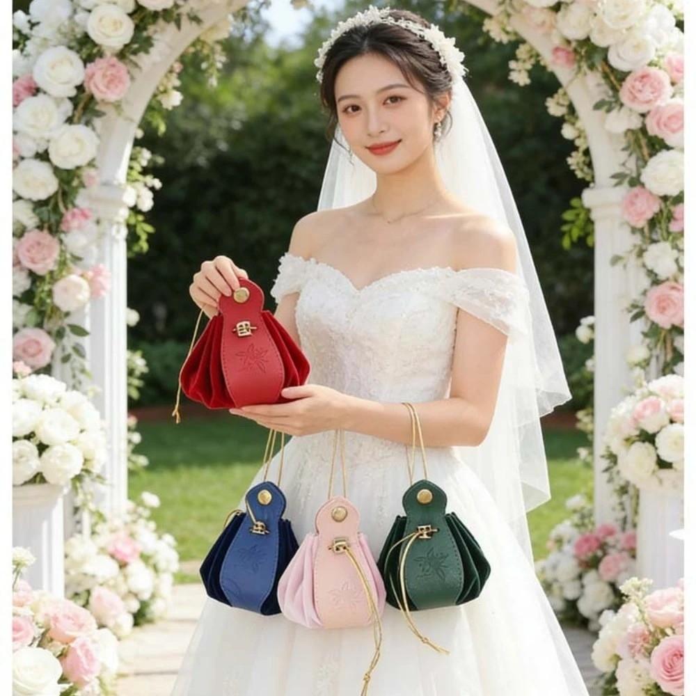 Drawstring Jewelry Storage Pouch Solid Color Party Favor Bag Velvet Drawstring Bag  Jewelry Storage