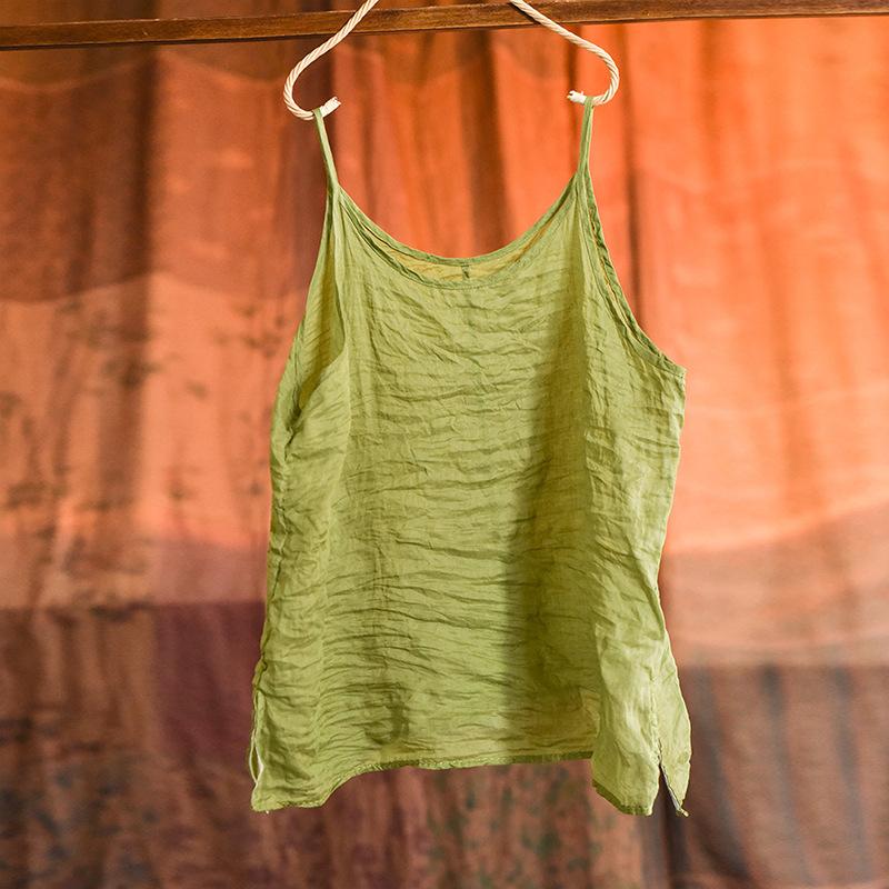 

Женские винтажные майки Johnature Ramie, однотонные футболки, летняя женская повседневная одежда, майки высокого качества светло-зеленый