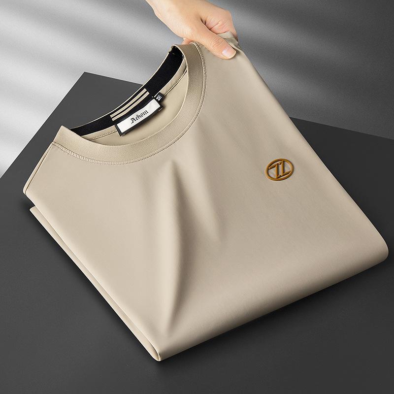 

Men s Slim Fit Quick-Dry Ice Silk T-Shirt – Lightweight Embossed Short Sleeve Round Neck M