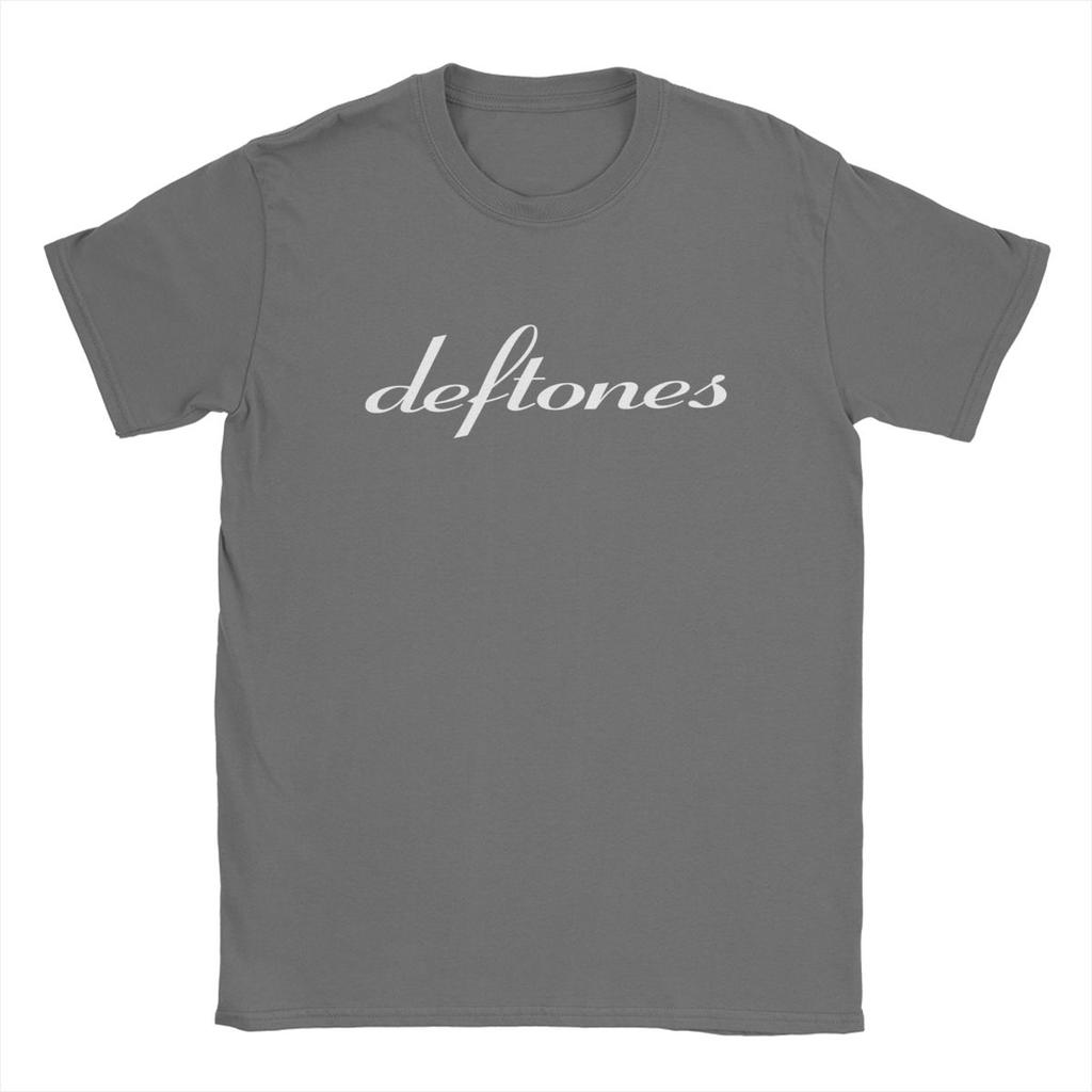 Deftones White Logo T-Shirts for Men Harajuku Gothic Japanese Vintage Cotton Tee Round Neck Short Sleeve Soft Oversized T Shirt
