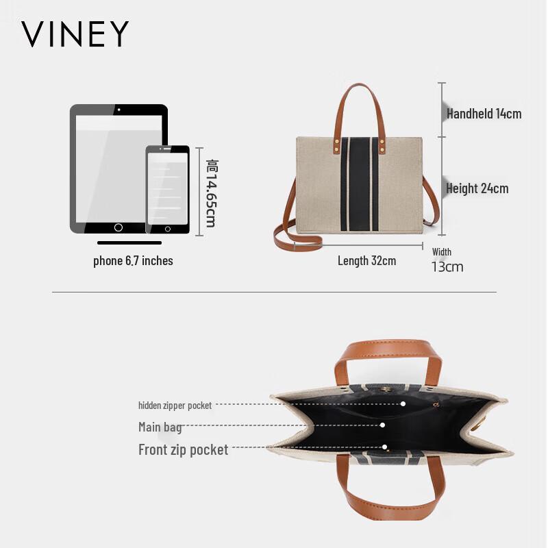 Viney Große Canvas Laptop-Tragetasche für Damen