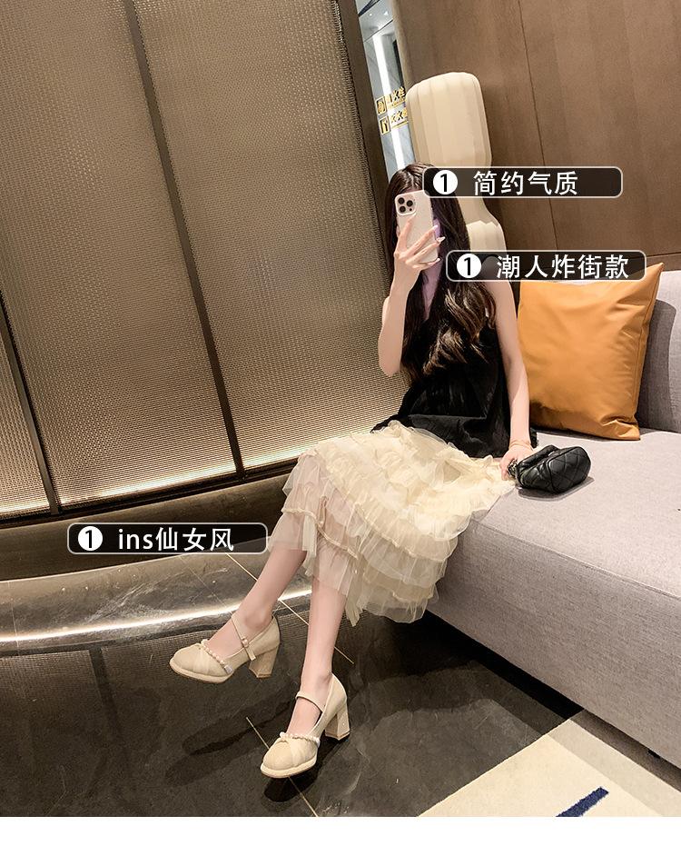 French Small Fragrant Style High Heel with Skirt Thick Heel Single Shoes Women Wear for a Long Time Not Tired Feet Cute Sweet Internet Celebrity Popul