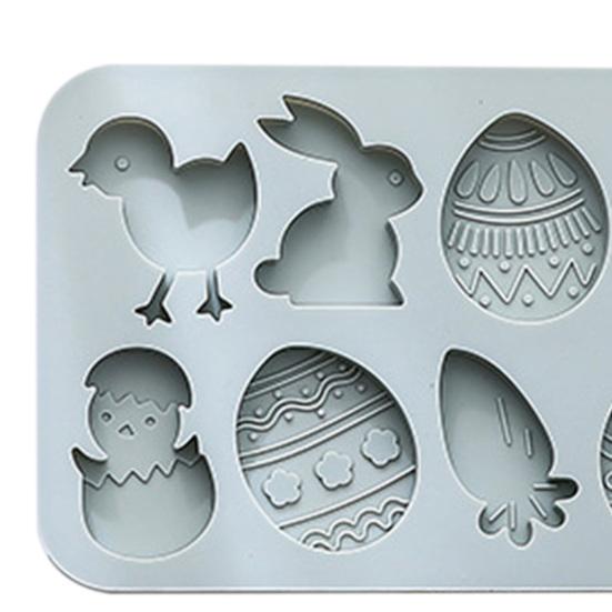 Easter Silicone Mold 8 Cavity 3D Bunny Carrot Egg Chick Shapes Non-Stick Flexible Mold Chocolate Candy Pudding Soap Clay Baking Decorating