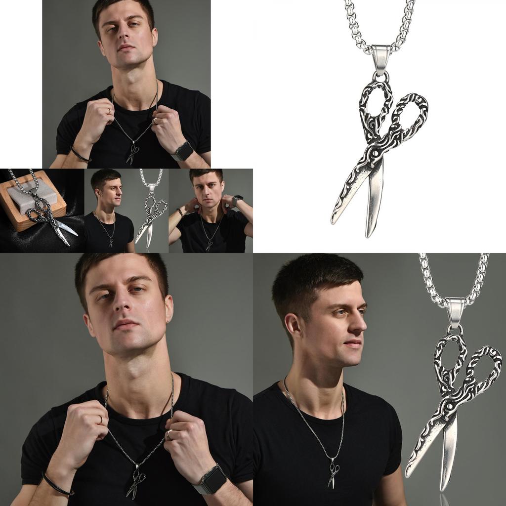 Retro Scissor Pendant Necklace For Men And Women In Stylish Hip Hop Design