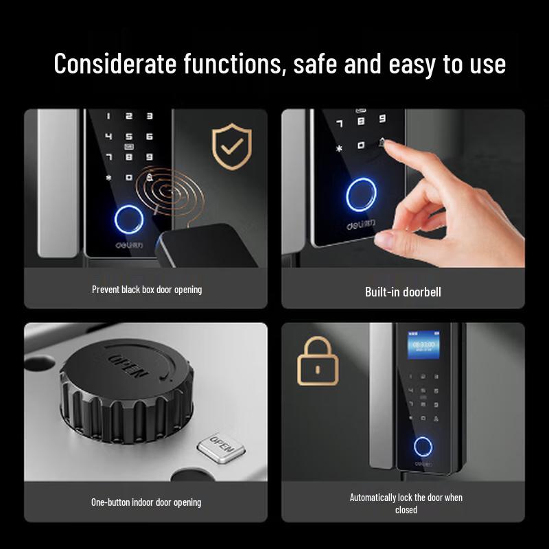 

Deli AL195 Bluetooth Smart Fingerprint Glass Door Lock CN plug (adapter included)