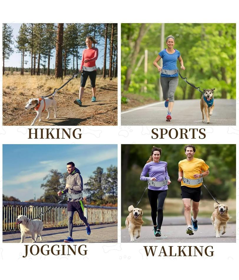 Waist Dog Hands Free Dogs Leash, Waist Running Leash with Zipper, Walking Pouch for Dog Walking, Reflective Dual Padded Handles