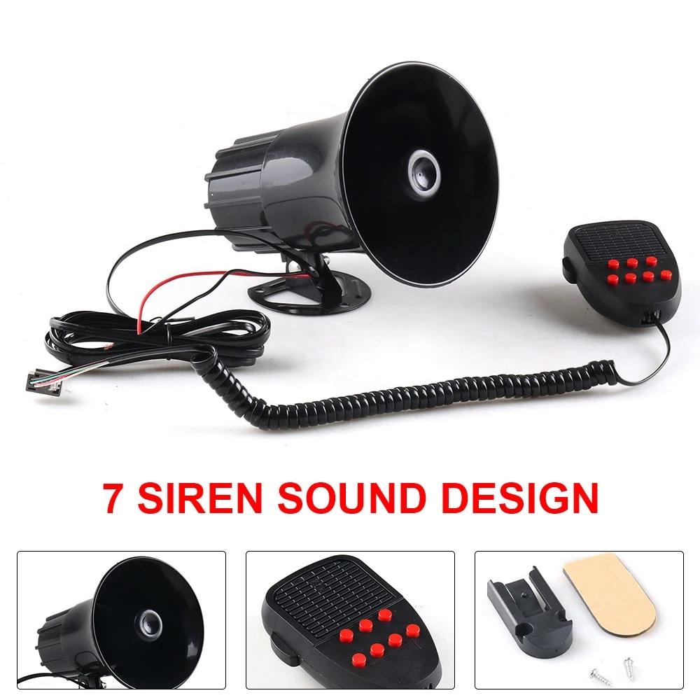 1 Set 12V 50W 120dB Air Siren Horn Warning Alarm Megaphone for Car Truck MIC Speaker 7 Sounds Loud for Car Van Truck Train RV Bo