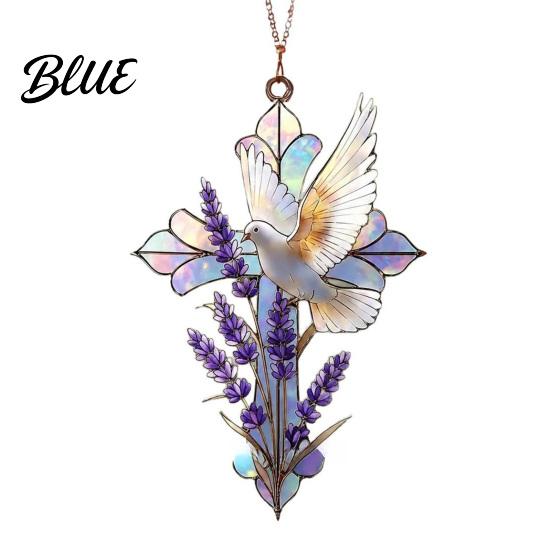 Indoor Outdoor Hanging Decor Acrylic Peace Pigeon Lavender Ornament Sun Catcher for Window Porch Garden Stained Glass Decoration with Sunlight