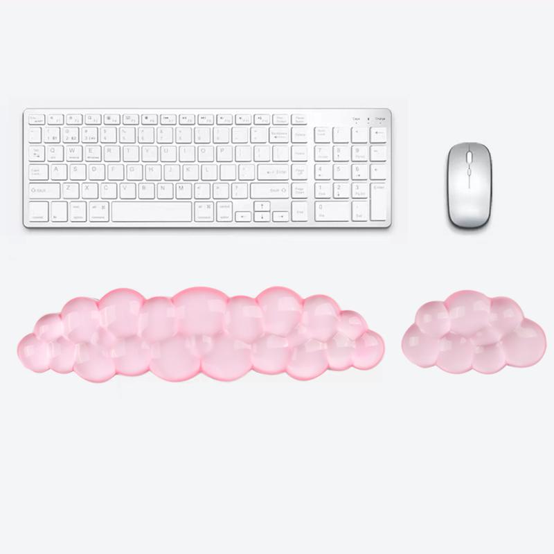 Ergonomic Cloud Silicone Gel Keyboard and Mouse Wrist Rest Set Clear Wrist Rest for Keyboard 60%/68%/75%