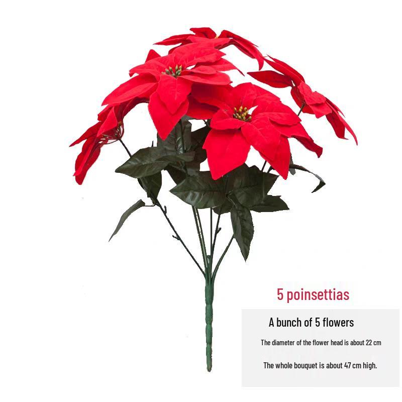 

Artificial Poinsettia Bouquet for Christmas Decoration - Ideal for Home, Hotel, Outdoor, and Garden Decor.