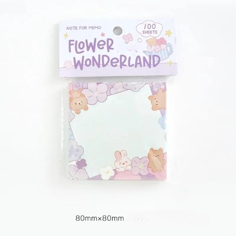 100sheets Post It Notes Flowers Cute Rabbits Illustration Materials Shapes Multifunctional Notes Leave A Message Sticky Note