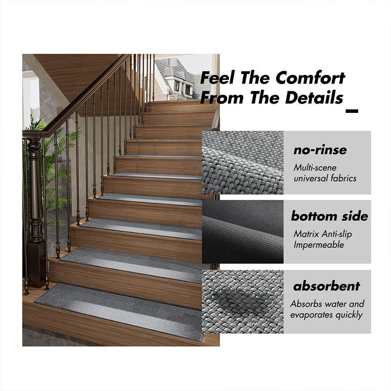 Carpet Mute Stair Mat Stair Blanket Solid Wood Stair Stepping Mat Glue-Free Step Sticker Non-Slip Foot Mat