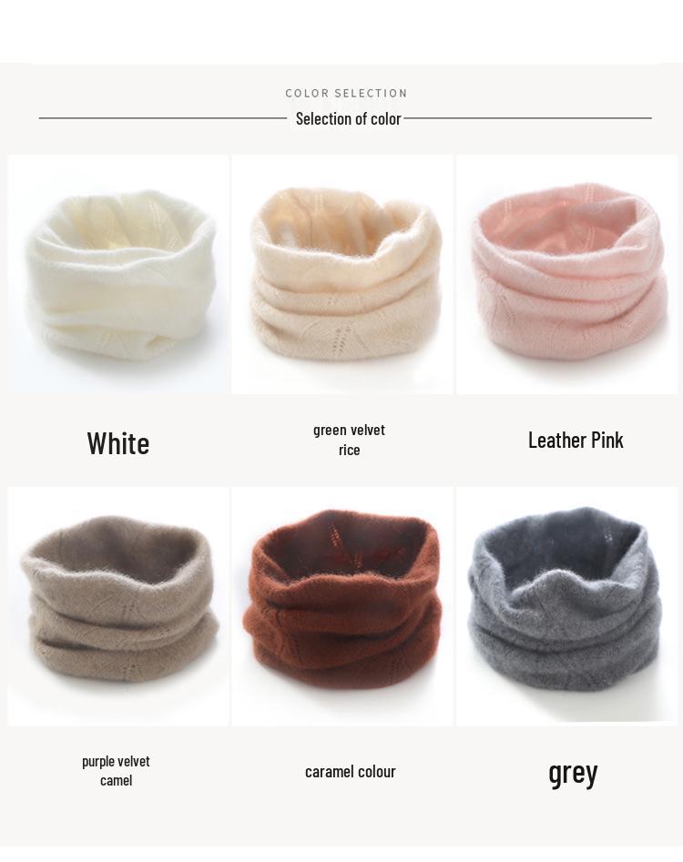 100% Pure Cashmere Women's Hollow Knit Neck Gaiter Scarf - Warm, Cold Protection, Korean Style