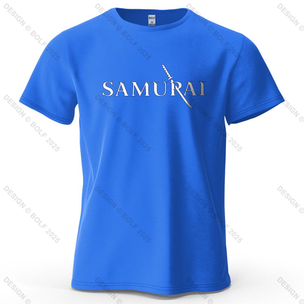 Samurai Sword Sharp Printed Men's T-Shirt 100% Cotton Oversized Martial Arts Fashion Graphic Tees for Women Tops Tees Streetwear