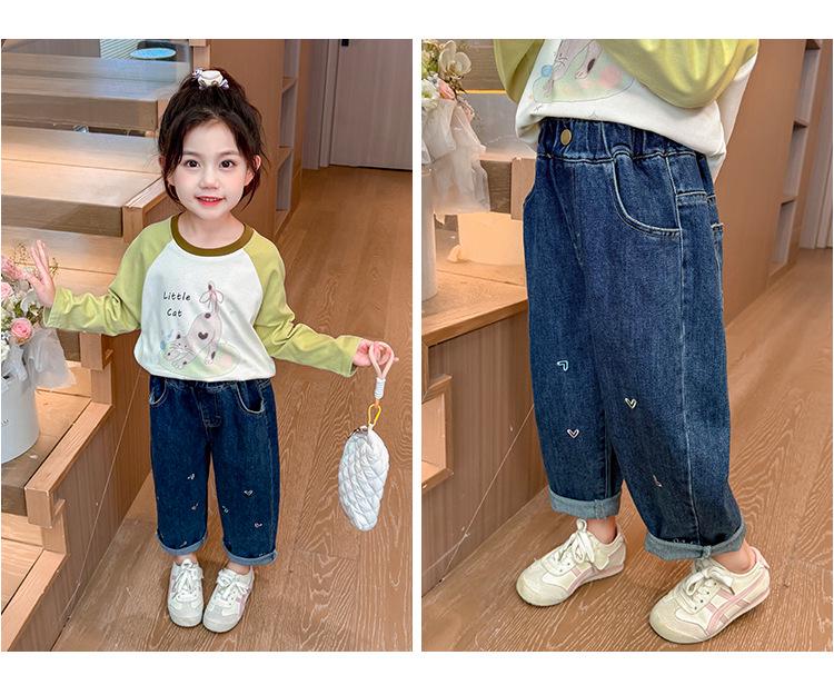 Mädchen Elastische Weiche Denim Jeans - Frühling/Herbst Lässig, Lockere Passform für Kinder