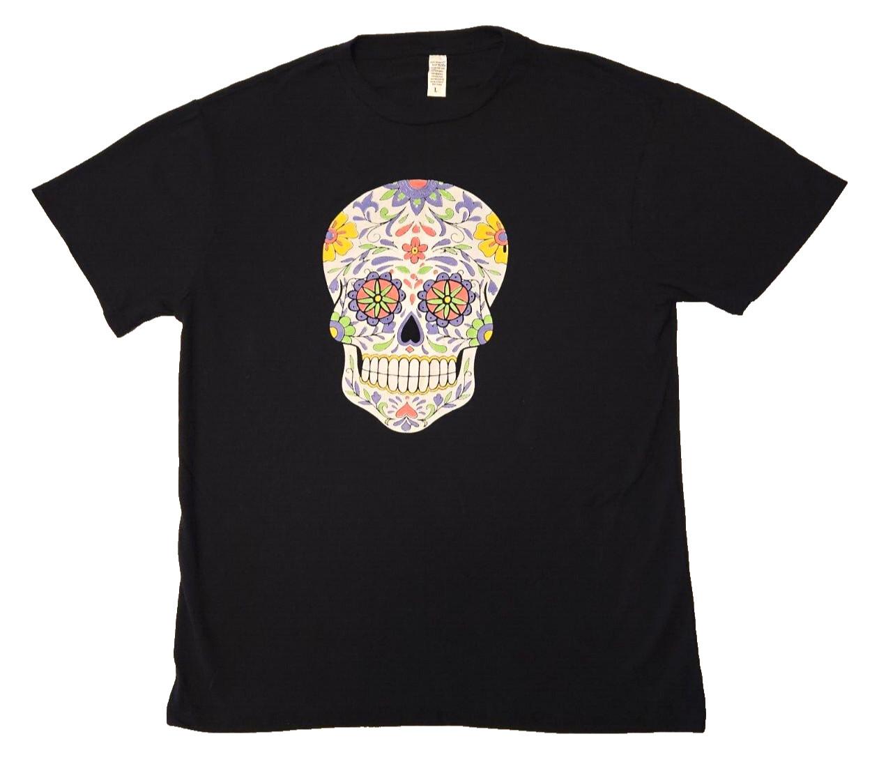 SKULL Dia de los Muertos Men s Black T-shirt. Size Large. * NWOT * S