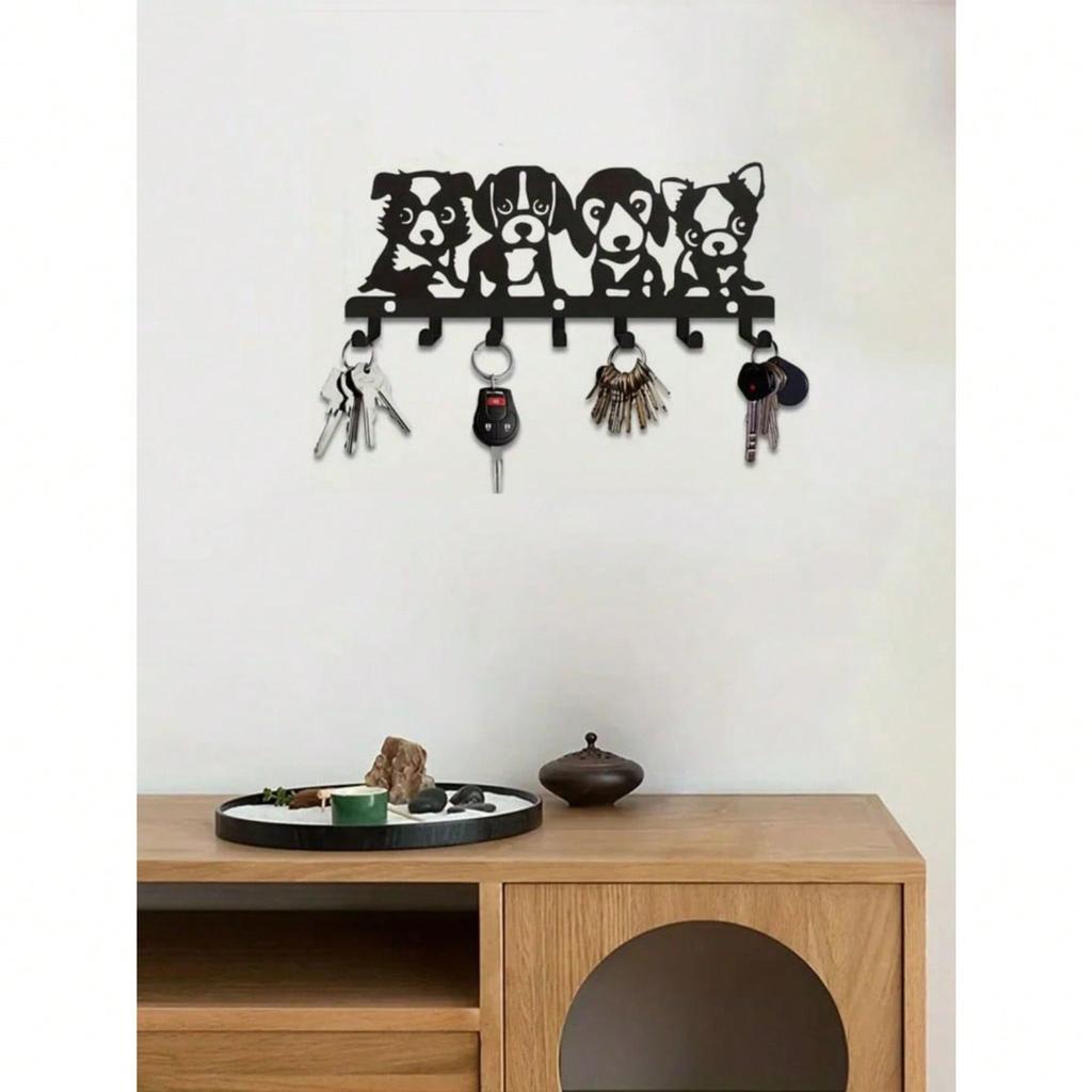 1-2pcs Black Iron Dog Wall Hook, Cute Animal Hanger for Home Decor, Keys & Towels, Dog Lover Gift