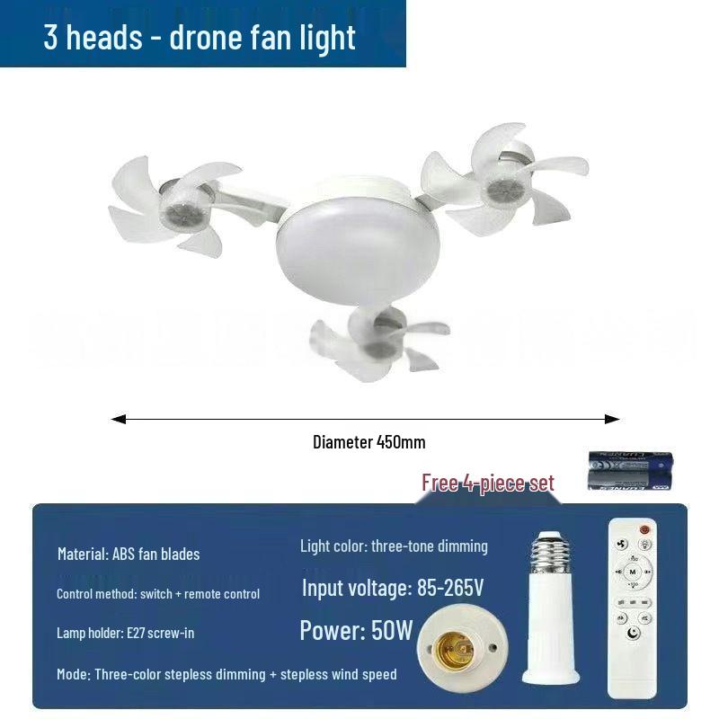 Nordic Style Remote Control Ceiling Fan with Light - Variable Frequency, Strong Wind for Bedroom