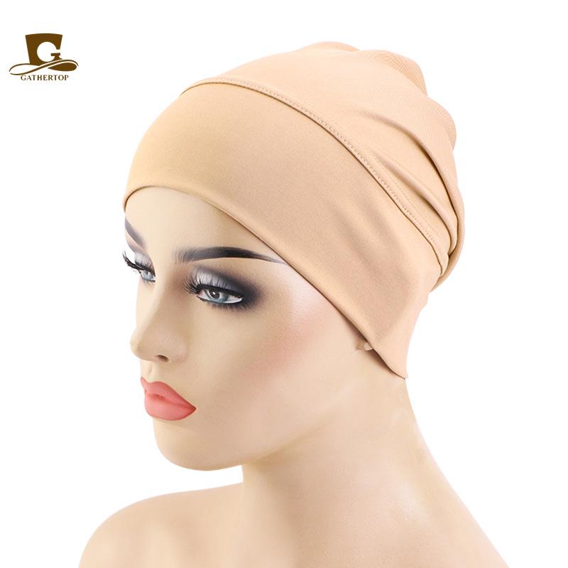 Ethnic elastic headscarf cap, solid color primer cap, chemotherapy cap, bag head hair care cap JDT
