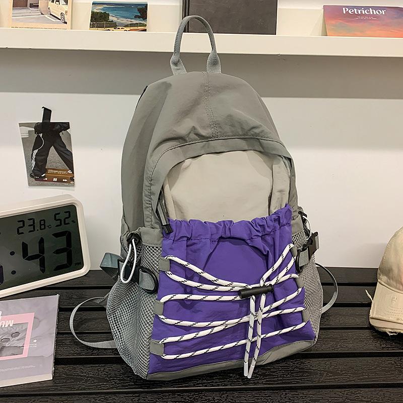 Outdoor Color blocking Picnic Schoolbag  Lightweight and Fashionable Travel Bag  Thin Small Backpack  Hiking Bag  Backpack