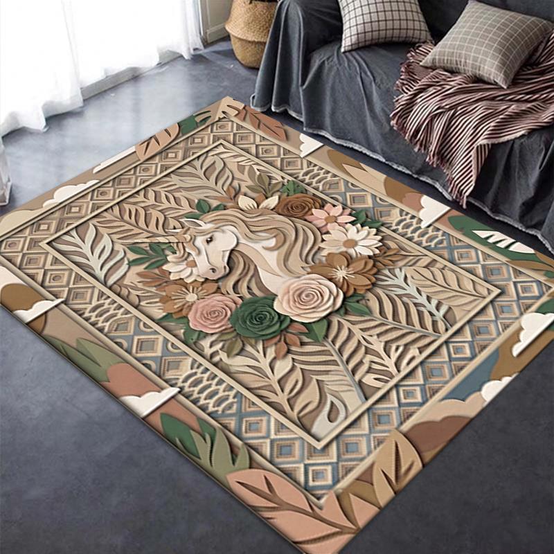 2025 New Unicorn Animal Carpet Rug for Living Room Bedroom Home Sofa Decoration,Kids play Non-slip Floor Mat133