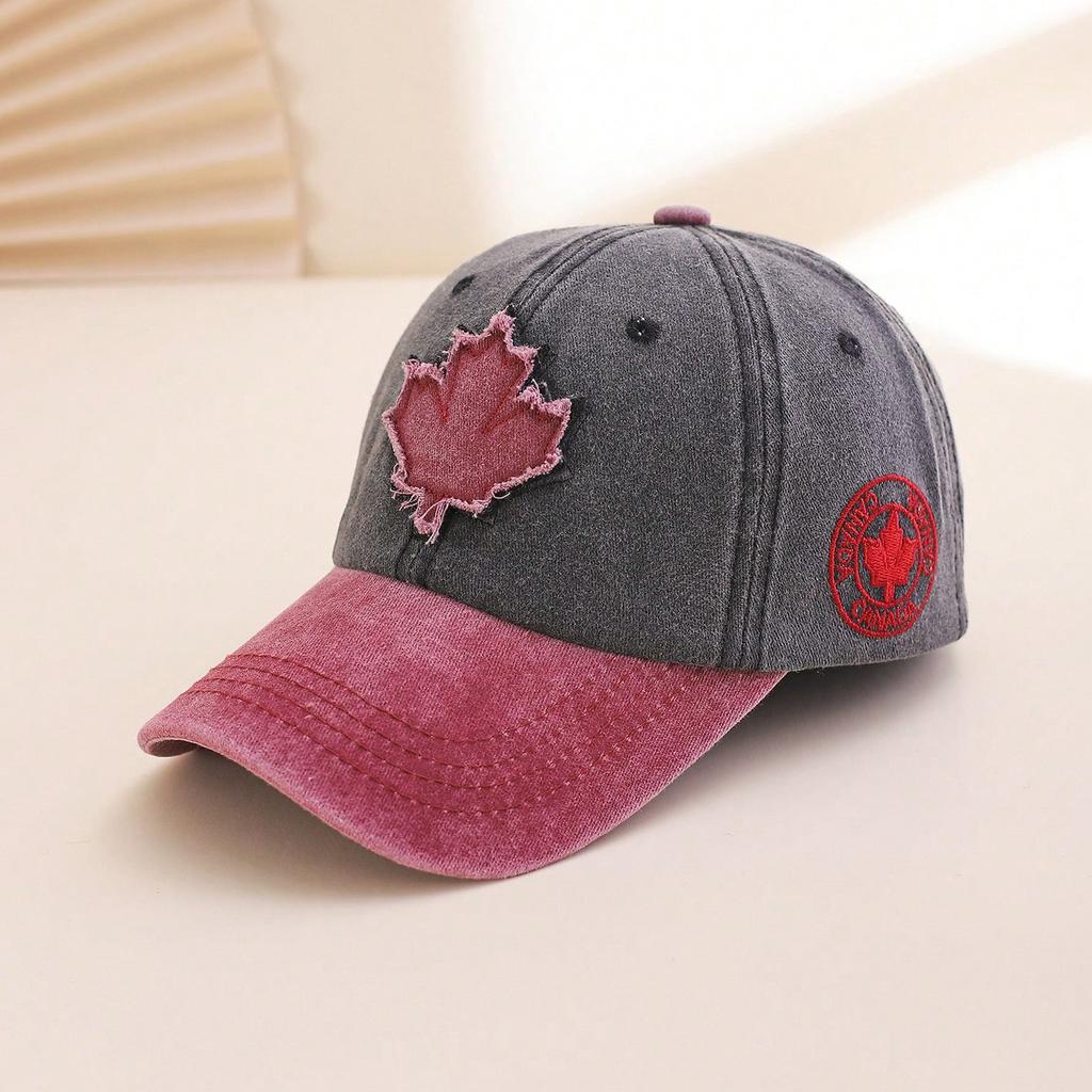 Multi- Embroidered Maple Leaf Letter Baseball Cap, Suitable for Both Men and Women, Versatile for Daily Wear