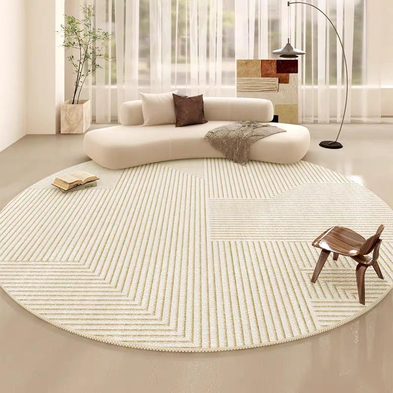

Carpet Japanese Simple Round Living Room Loop Pile Rug Bedroom Wabi-sabi Style Study Sofa Coffee Table Bedside Mat Non-slip 80X80CM