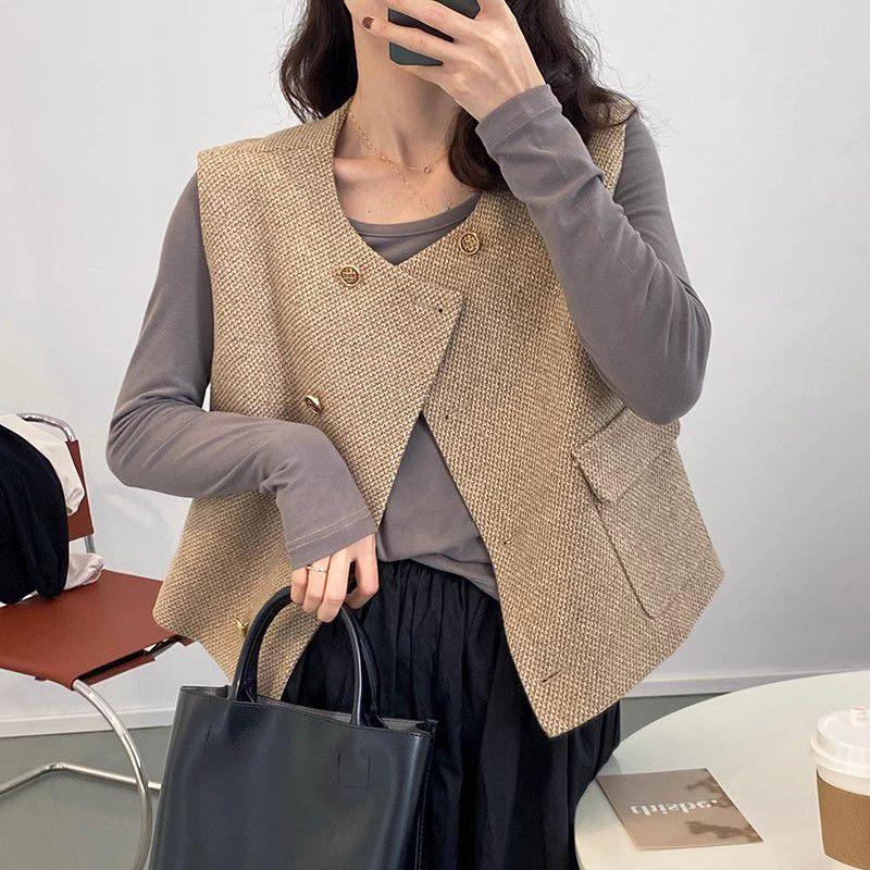 Fashion Sleeveless Jacket Vest for Women, Elegant Short Coat  Autumn Outfit Coat